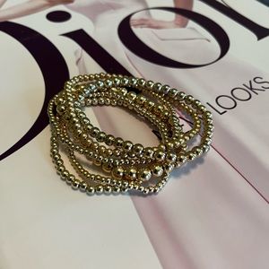 Set of 6 Gold Beaded Bracelets